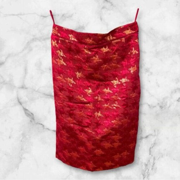 Christian Lacroix LUXE Auth 12 US 40 EU Red Gold Brocade Suit Jacket Skirt Coat - Picture 2 of 4